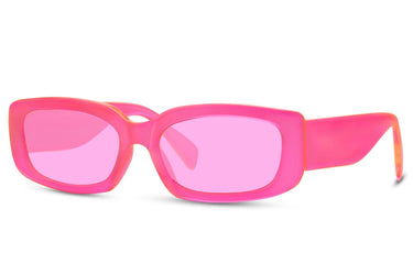 Heart-shaped sunglasses with pink lenses